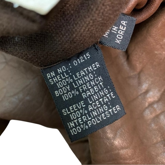 Andrew Marc Genuine Leather Rabbit Fur Coat Jacket Brown Black Gray Size Small - Picture 11 of 12